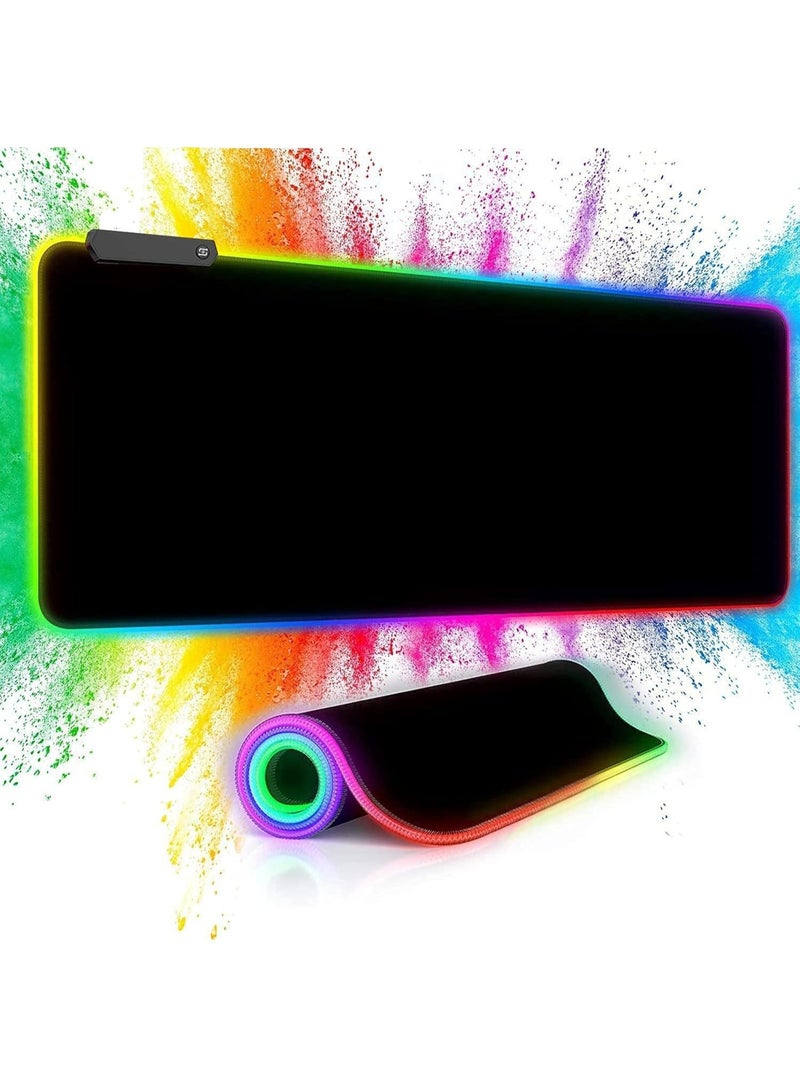 لوحة ماوس الألعاب 002 RGB ، 14 أضواء أنماط USB منافذ فائقة الحجم لينة للغاية وممتدة للغاية، قاعدة مطاطية مضادة للانزلاق لوحة مفاتيح الكمبيوتر حصيرة 31.4 × 11.8 بوصة - Image 1